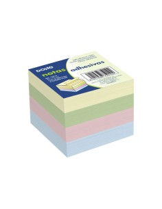 Dohe Cubo de 400 Notas Reposicionáveis - Tamanho 75x75mm - Papel de 75gr - Ideal para Escritório e Escola - Cores Pastel Sortid