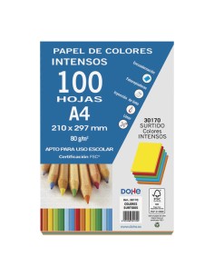 Dohe Papel Multifuncional de 80g - Adequado para Fotocopiadoras, Impressoras a Laser e Jato de Tinta - Cores Sortidas