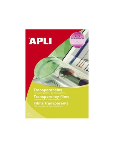 Apli Transparências de Poliéster A4 para Impressoras Inkjet - Alta Qualidade de Reprodução - Grande Clareza - Secagem Rápida - 