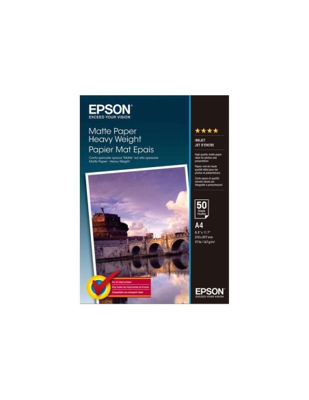 Epson C13S041256 Papel Fotográfico A4 167g - Acabamento Fosco - 50 Folhas - para Impressoras a Jato de Tinta