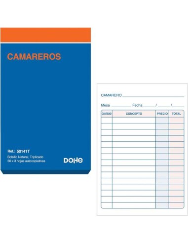 Dohe Talonário de Comandas - Bolso Natural - 50x3 Folhas Autocopiativas - Triplicado