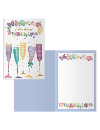 Dohe Pack de 6 Cartões de Felicitação - 11,5x17cm - Impressão a Cores - Estampagens com Filme de Cor - Estampagem a Seco - Pape