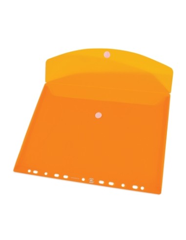 Oxford Pasta Multifuros A4 - Capacidade para 25 Folhas - Fecho de Velcro - 11 Furos - Plástico Flexível Translúcido - Cores Sor