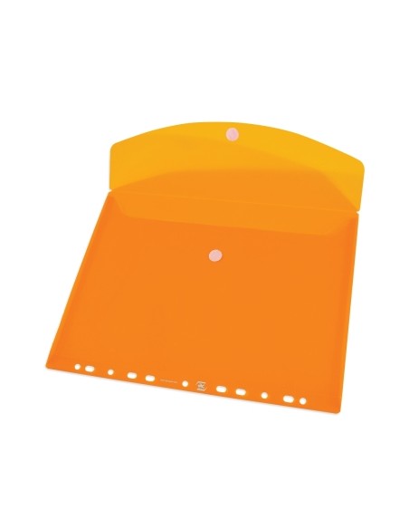 Oxford Pasta Multifuros A4 - Capacidade para 25 Folhas - Fecho de Velcro - 11 Furos - Plástico Flexível Translúcido - Cores Sor