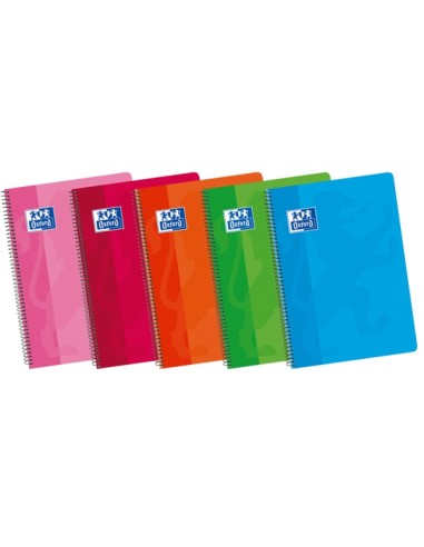 Oxford School Classic 4º Caderno Espiral Capa Mole - 1 Linha com Margem - 80 Folhas - Cores Sortidas