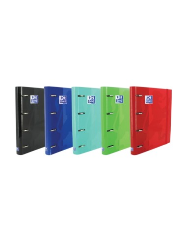 Oxford Europeanbinder Classic A4+ Pasta de Argolas com Refil 1 Linha - Capa Dura - Fecho com Elástico - Cores Sortidas