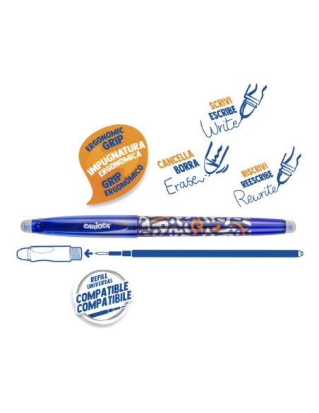 Carioca Oops Pop Expositor de 24 Canetas Apagáveis - Termossensível - Pega Texturizada - Ponta de Ø 0,7mm - Dupla Borracha - Re