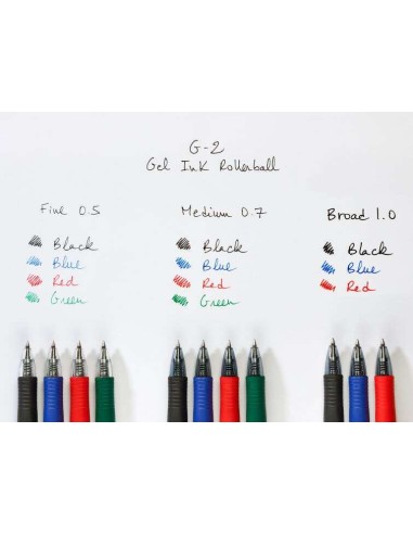 Pilot Caneta Gel G2 Rollerball Retrátil - Recarregável - Ponta de Bola Redonda 0.7mm - Traço 0.32mm - Grip Ergonômico - Cor Pre