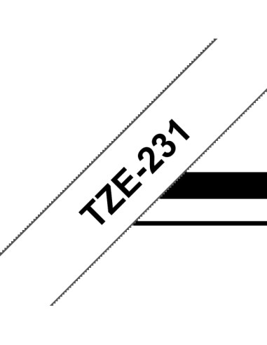 Brother TZe231 Fita Laminada Original de Etiquetas - Texto preto sobre fundo branco - Largura 12mm x 8 metros