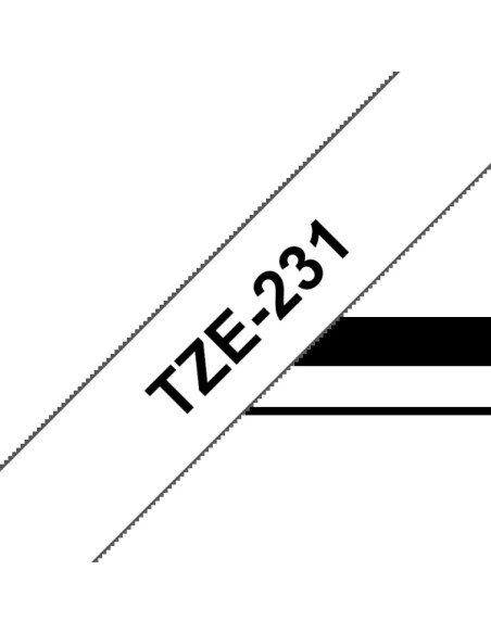 Brother TZe231 Fita Laminada Original de Etiquetas - Texto preto sobre fundo branco - Largura 12mm x 8 metros