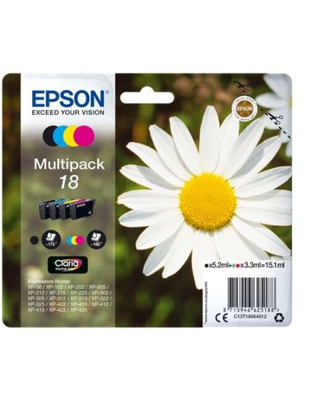 Epson T1806 (18) Conjunto de 4 Tinteiros Originais - C13T18064012