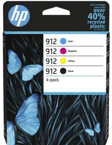 HP 912 Pacote de 4 Cartuchos de Tinta Originais - 6ZC74AE