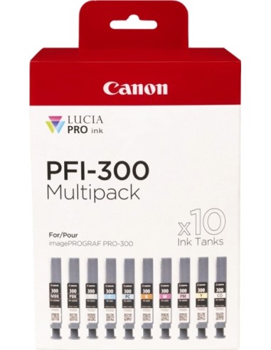 Canon PFI300 Pack de 10 Cartuchos de Tinta Originais - 4192C008