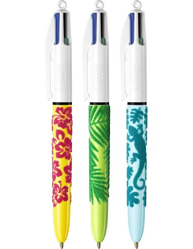 Bic 4 Cores Veludo Expositor de 30 Canetas Esferográficas Retráteis - Ponta Média de 1.0 mm - Tinta à Base de Óleo - Design Sel