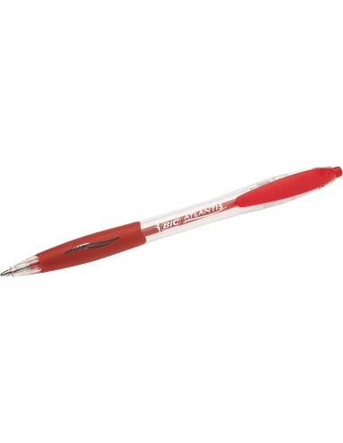 Bic Atlantis Classic Caneta Retrátil - Ponta de 1mm - Corpo Transparente com Grip - Cor Vermelha