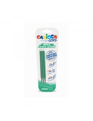 Carioca Oops Pack de 3 Recargas para Caneta Apagável - Tinta Termossensível - Ponta de 0,7mm - Compatíveis com Caneta Oops - Co