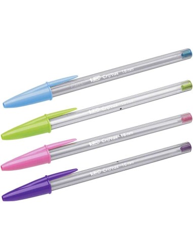 Bic Cristal Fun Caneta Esferográfica - Ponta Redonda de 1.6mm - Traço 0.42mm - Tinta à Base de Óleo - Cores Sortidas
