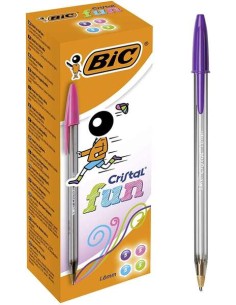 Bic Cristal Fun Caneta Esferográfica - Ponta Redonda de 1.6mm - Traço 0.42mm - Tinta à Base de Óleo - Cores Sortidas 2