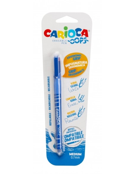 Carioca Oops Blister Caneta Apagável - Termo Sensível - Empunhadura Ergonômica Triangular - Ponta de 0.7mm - Borracha Dupla - R