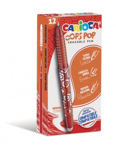 Carioca Oops Pop Canetas Apagáveis - Tinta Termossensível - Pega Texturizada - Ponta de 0,7 mm - Dupla Borracha - Recargas Comp