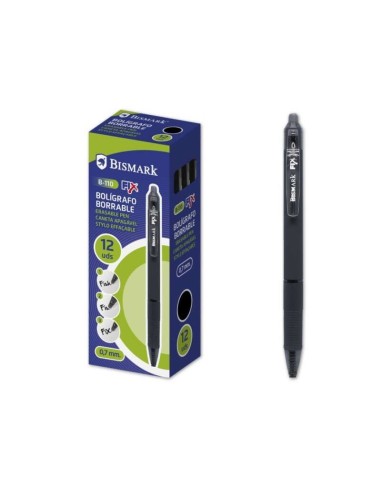 Bismark Fix Caneta Retrátil Apagável - Ponta Fina 0.7mm - Com Clipe - Cor Preta
