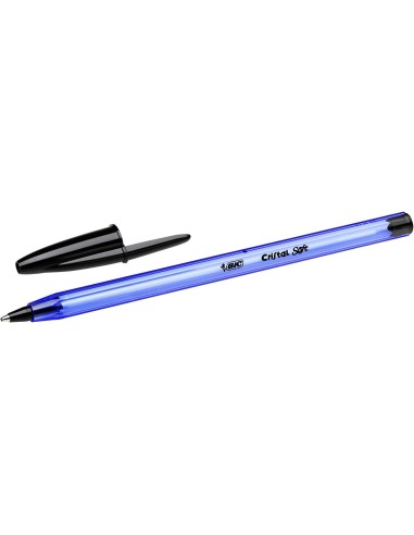 Bic Cristal Soft Canetas Esferográficas - Ponta Média de 1.2mm - Traço 0.45mm - Escrita mais Fluida - Cor Preta