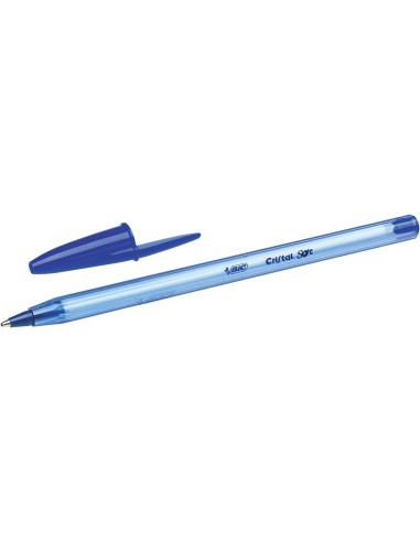 Bic Cristal Soft Canetas Esferográficas - Ponta Média de 1.2mm - Traço 0.45mm - Escrita mais Fluida - Cor Azul