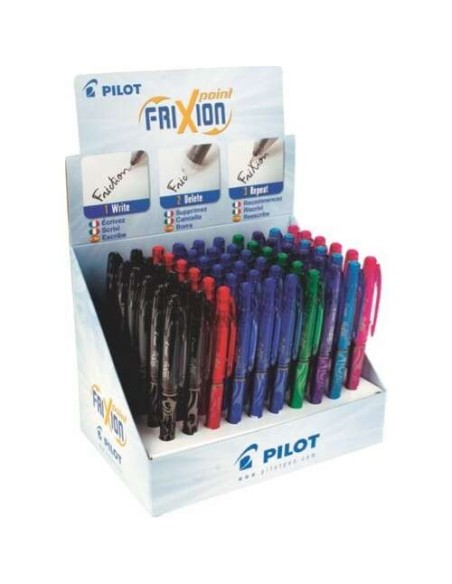 Pilot Frixion Point Expositor de 60 Canetas de Gel Apagáveis - Ponta Fina 0.5mm - Traço 0.25mm - Grip Ergonômico - Recarregável