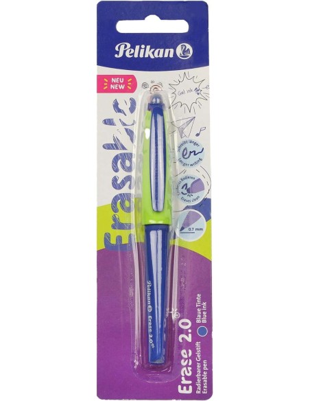 Pelikan Roller Erase 2.0 Caneta - Pega Ergonômica Antifadiga - Longa Duração da Tinta - Corpo da Mesma Cor da Escrita - Cor Azu