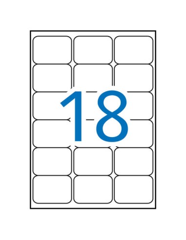 Apli Pack de 1.800 Etiquetas Retangulares 63,5x46,6mm - 100 Folhas com 18 Etiquetas - Adesivo Permanente - Cantos Arredondados 