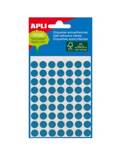 Apli Minibolsa de 288 Etiquetas Redondas Ø 8mm - 3 Folhas de 96 Etiquetas - Adesivo Permanente - Cor Azul