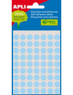 Apli Minibolsa de 315 Etiquetas Redondas Ø 10mm - 5 Folhas de 63 Etiquetas - Adesivo Permanente - Cor Azul