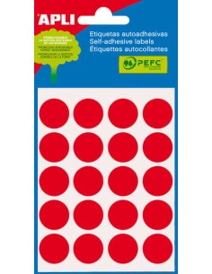Apli Minibolsa de 100 Etiquetas Redondas Ø 19mm - 5 Folhas de 20 Etiquetas - Adesivo Permanente - Adequadas para Escrita com Lá