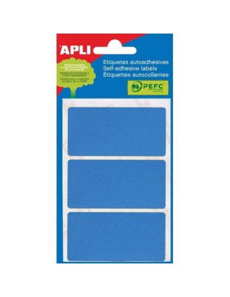 Apli Minibolsa de 15 Etiquetas Retangulares 34x67mm - 5 Folhas de 3 Etiquetas - Adesivo Permanente - Cantos Arredondados - Cor 