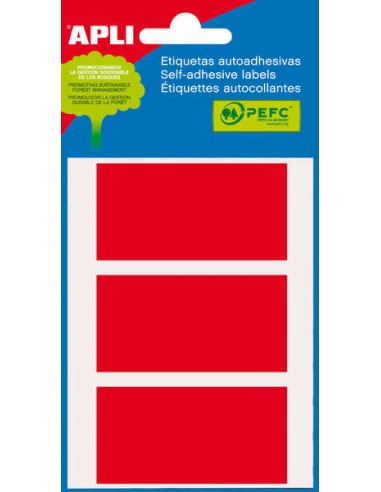 Apli Minibolsa de 15 Etiquetas Retangulares 34x67mm - 5 Folhas por 3 Etiquetas - Adesivo Permanente - Cantos Arredondados - Cor