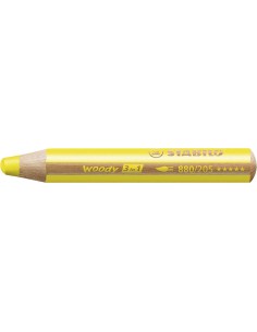 Stabilo Woody 3 em 1 Pack de 6 Lápis de Cores - Lápis de Cor, Cera e Aquarela, Tudo em Um - Mina XXL 10mm - Cores Sortidas 2