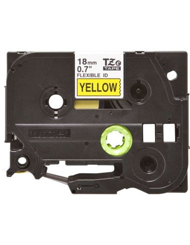 Fita Laminada Flexível Original Brother TZeFX641 de Etiquetas - Texto preto sobre fundo amarelo - Largura 18mm x 8 metros