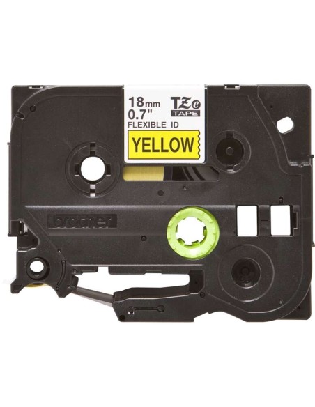 Fita Laminada Flexível Original Brother TZeFX641 de Etiquetas - Texto preto sobre fundo amarelo - Largura 18mm x 8 metros