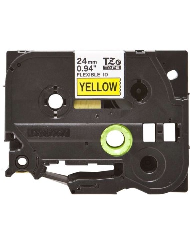 Fita Laminada Flexível Original Brother TZeFX651 para Etiquetas - Texto preto sobre fundo amarelo - Largura 24mm x 8 metros
