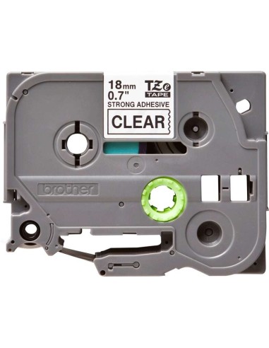 Brother TZeS141 Fita Laminada Super Adesiva Original para Etiquetas - Texto preto sobre fundo transparente - Largura 18mm x 8 m