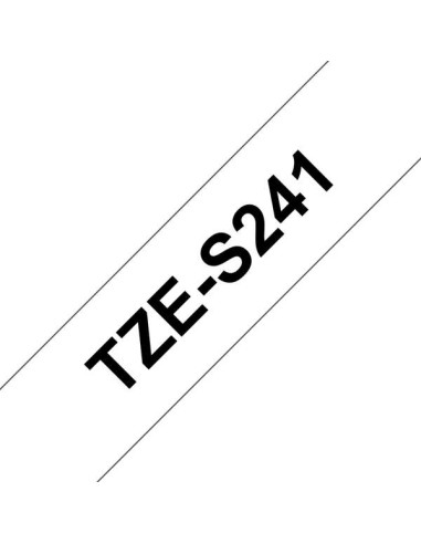 Brother TZeS241 Fita Laminada Super Adesiva Original de Etiquetas - Texto preto sobre fundo branco - Largura 18mm x 8 metros
