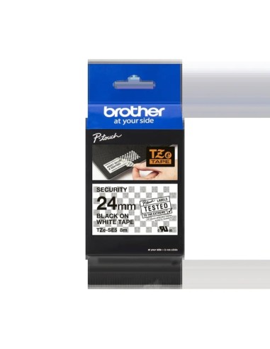 Brother TZeSE5 Fita Laminada de Segurança Original de Etiquetas - Texto preto sobre fundo branco - Largura 24mm x 8 metros