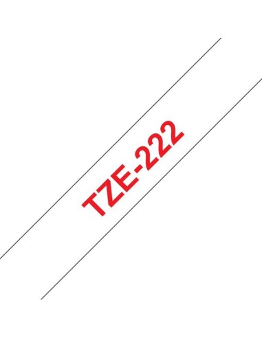 Brother TZe222 Fita Laminada Original de Etiquetas - Texto vermelho sobre fundo branco - Largura 9mm x 8 metros