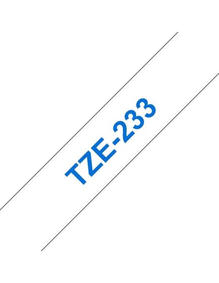 Brother TZe233 Fita Laminada Original de Etiquetas - Texto azul sobre fundo branco - Largura 12mm x 8 metros