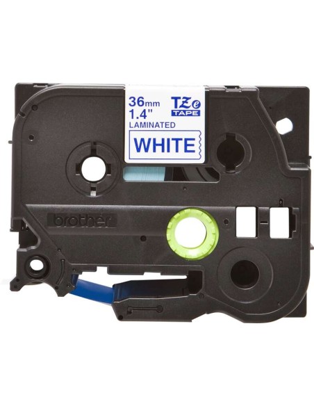 Brother TZe263 Fita Laminada Original de Etiquetas - Texto azul sobre fundo branco - Largura 36mm x 8 metros