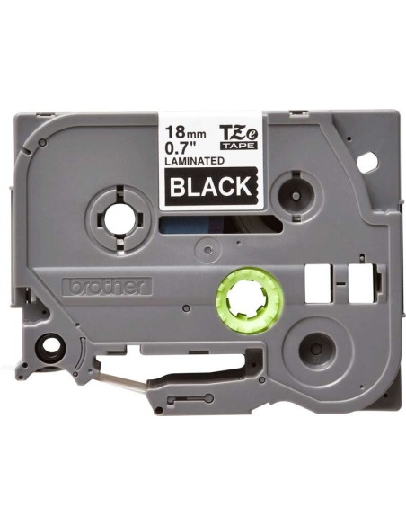 Brother TZe345 Fita Laminada Original de Etiquetas - Texto branco sobre fundo preto - Largura 18mm x 8 metros