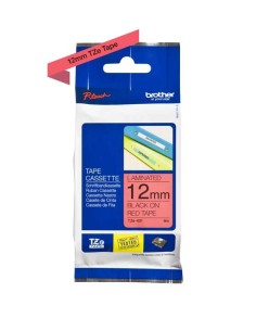 Brother TZe431 Fita Laminada Original de Etiquetas - Texto preto sobre fundo vermelho - Largura 12mm x 8 metros 2