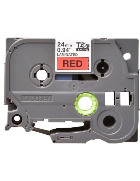 Brother TZe451 Fita Laminada Original de Etiquetas - Texto preto sobre fundo vermelho - Largura 24mm x 8 metros
