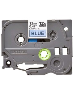 Brother TZe531 Fita Laminada Original de Etiquetas - Texto preto sobre fundo azul - Largura 12mm x 8 metros