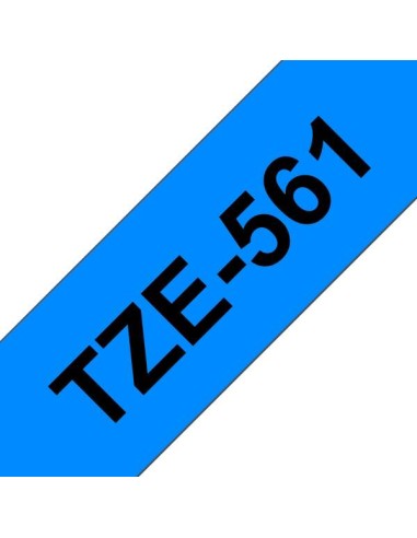 Fita Laminada Original Brother TZe561 para Etiquetas - Texto preto sobre fundo azul - Largura 36mm x 8 metros